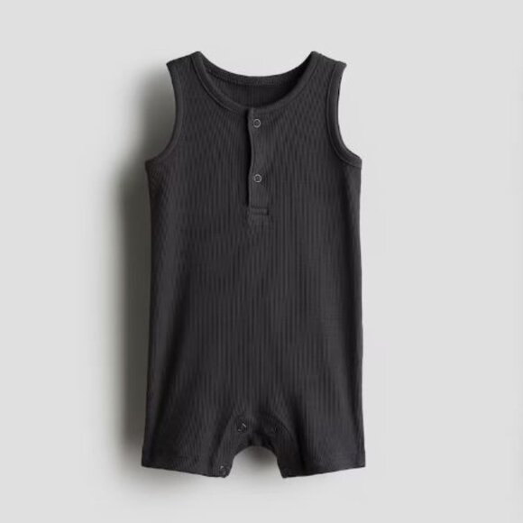 (4/$20) H&M - Ribbed Cotton Romper Suit - Picture 1 of 7